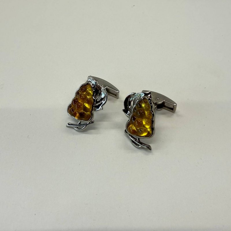 Редкие! Запонки янтарным хрусталём и с палладиевой отделкой 2016-2018 г