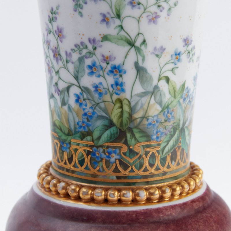 Лот музейного уровня! Старинная ваза с незабудками ручной росписи