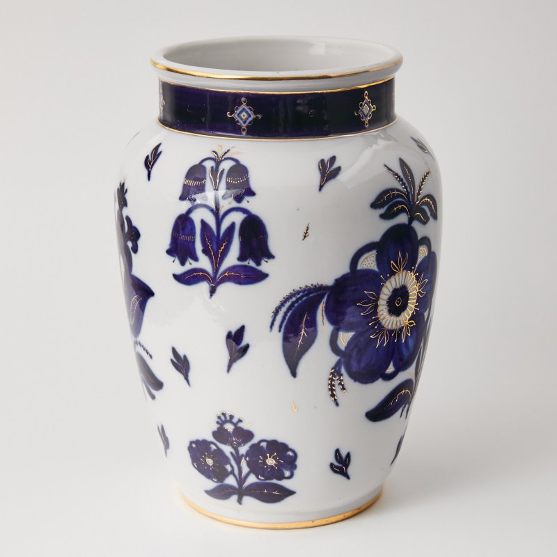 Коллекционная ваза «Кобальтовый ситчик» с росписью худ. Миронова