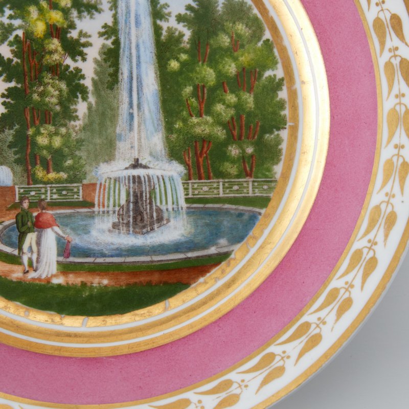 Раритет! Старинная тарелка Вид фонтана в Петергофе, АI