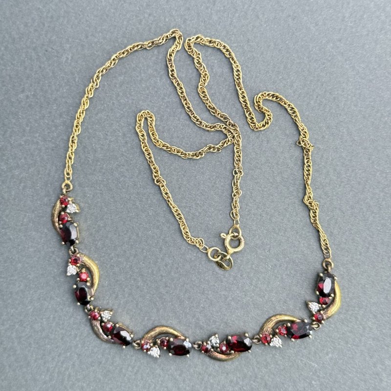 Колье серебро с гранатом и натуральными камнями Европа 1950 гг (д)