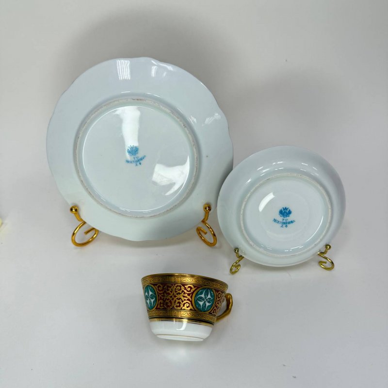 Кофейное трио  в византийском стиле с маркой Товарищество Кузнецова в Москве  (Кспб)