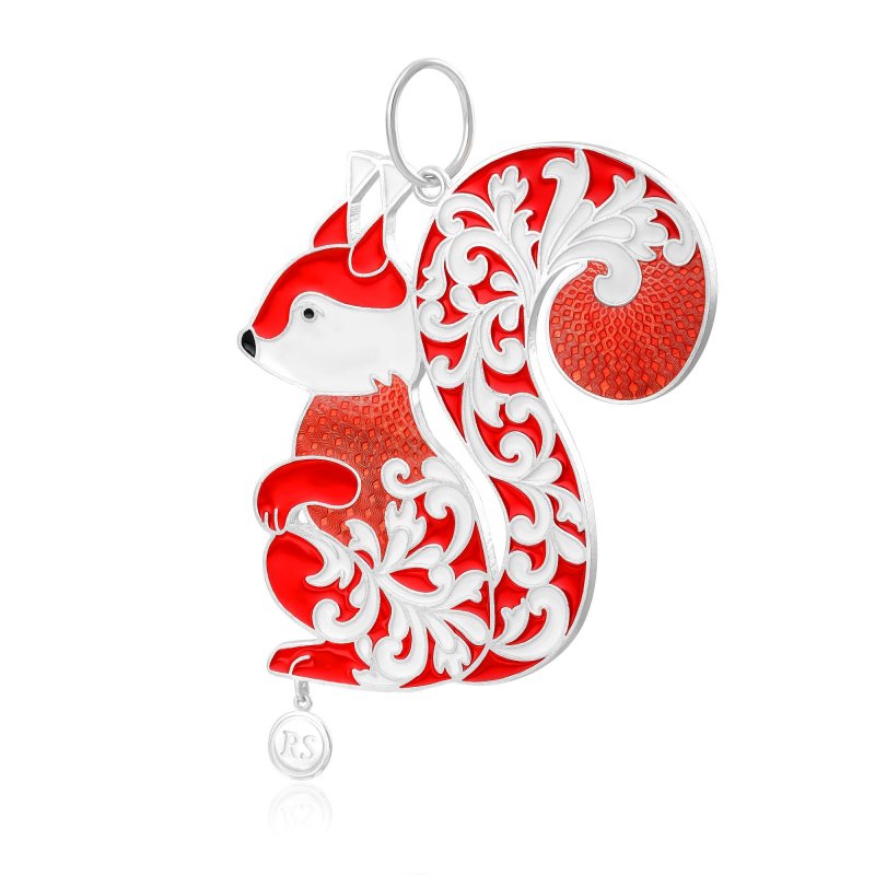 Елочная игрушка «Белочка» из серебра