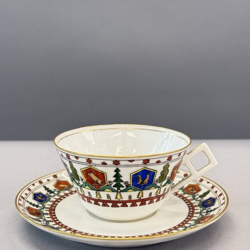 Редкое чайная пара. Завод Братьев Корниловых. Императорская Россия. Датировка 1900-е гг.