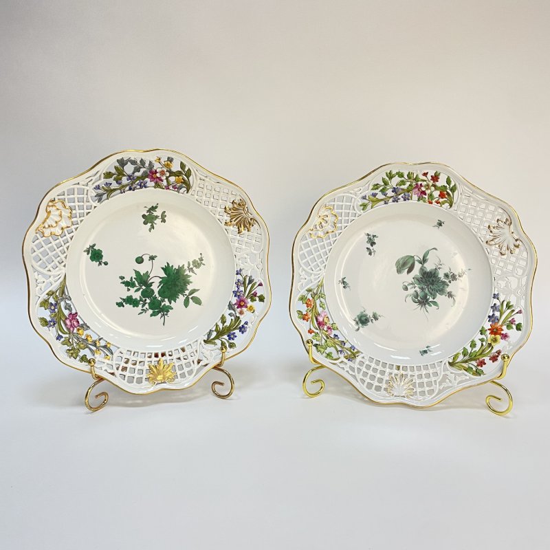 Парные старинные тарелки для Саксонского королевского двора Meissen 1850-1870 Германия