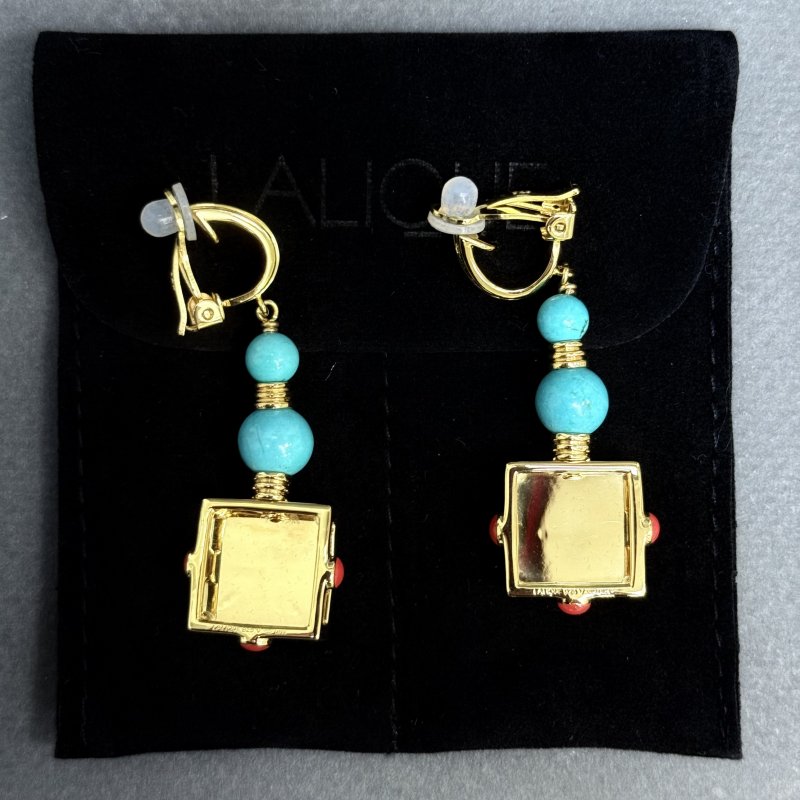 Серьги клипсы Lalique Arethuse техника золочения Gold Vermeil ручная работа Франция 2020-2025 г (н)