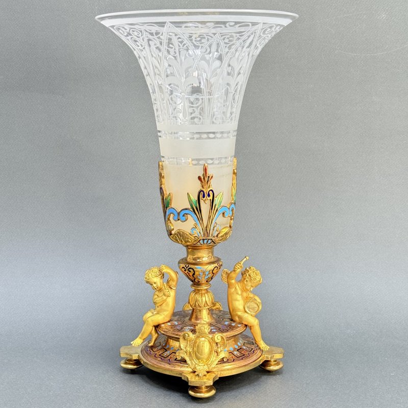 Ваза бронза Baccarat Франция 19 в