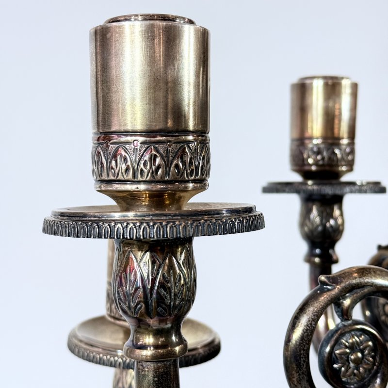 Большой серебряный канделябр Пампа для Шаббата 20в (к)