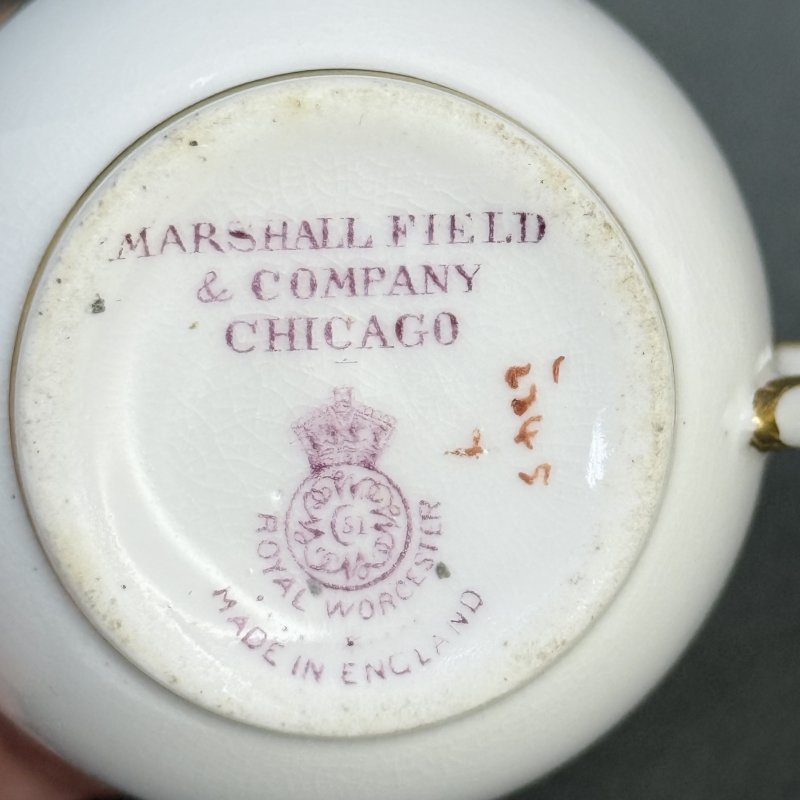 Чашка с блюдцем для кофе в стиле Артдеко Роял Вустер - Marshall Field &Co Англия-США 1920 гг.