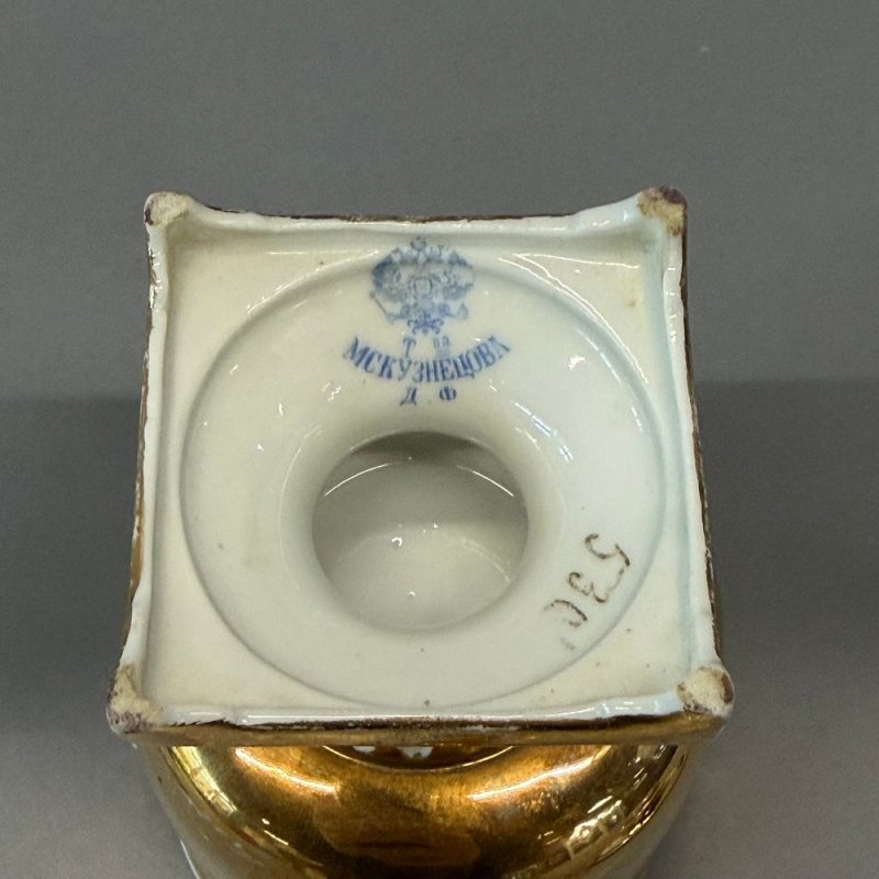 Редкая антикварная фарфоровая чайная пара «Самовар» 1890–1910 гг