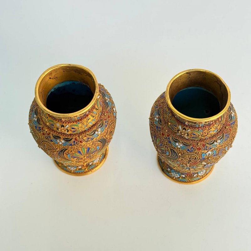 Парные вазы в технике клуазоне 