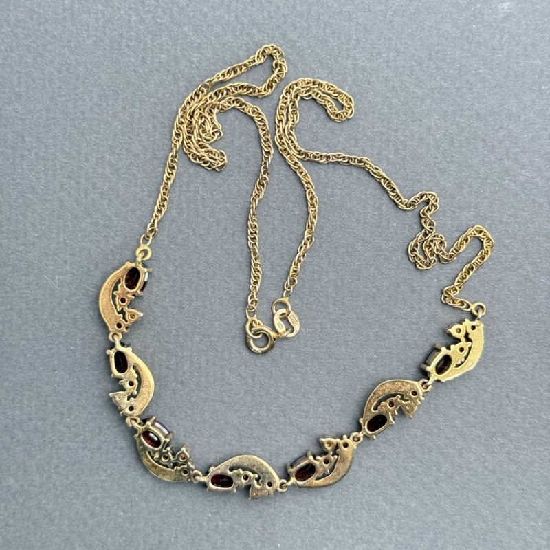 Колье серебро с гранатом и натуральными камнями Европа 1950 гг (д)