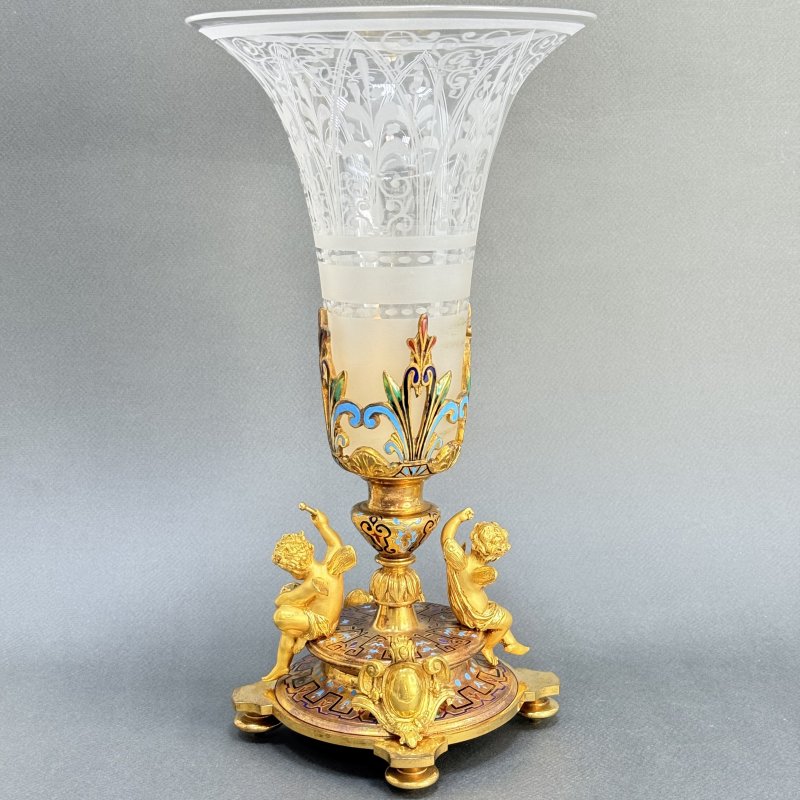 Ваза бронза Baccarat Франция 19 в