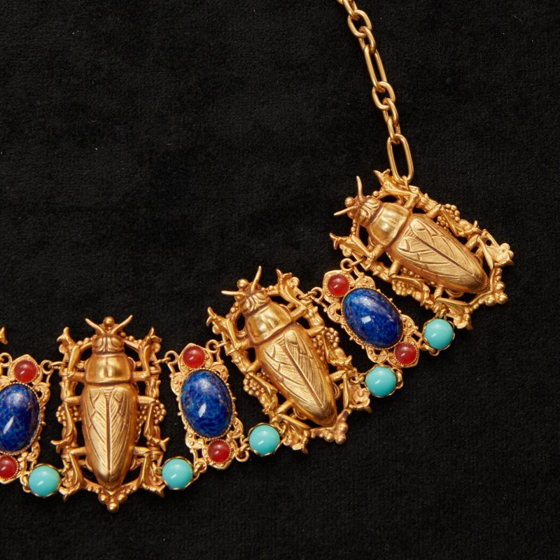 Ожерелье Скарабеи синие камни Askew London