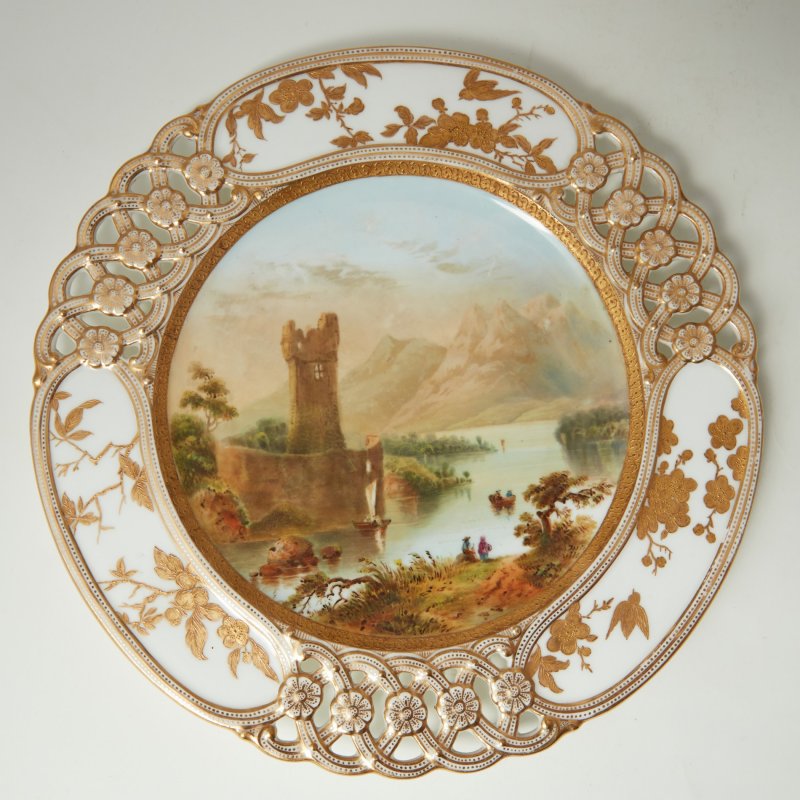 Тарелка с пейзажем Coalport 1875-1881 ROSS CASTLE