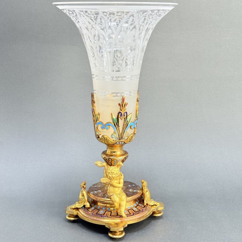 Ваза бронза Baccarat Франция 19 в