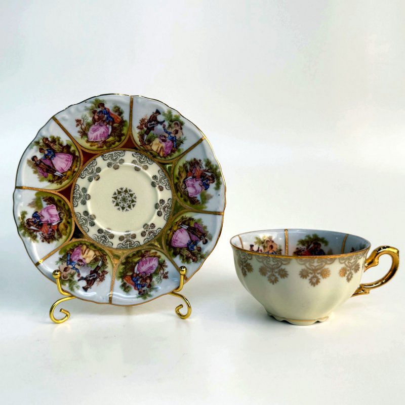 Фарфоровая чашка с блюдцем. J.K. Decor Carlsbad Bavaria. Германия. 1950-е–1970-е годы