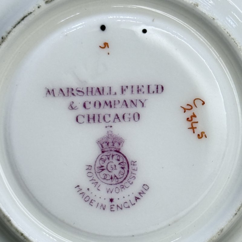 Чашка с блюдцем для кофе в стиле Артдеко Роял Вустер - Marshall Field &Co Англия-США 1920 гг.