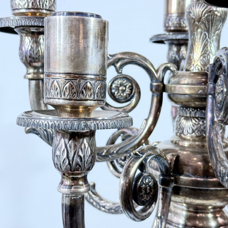 Большой серебряный канделябр Пампа для Шаббата 20в (к)