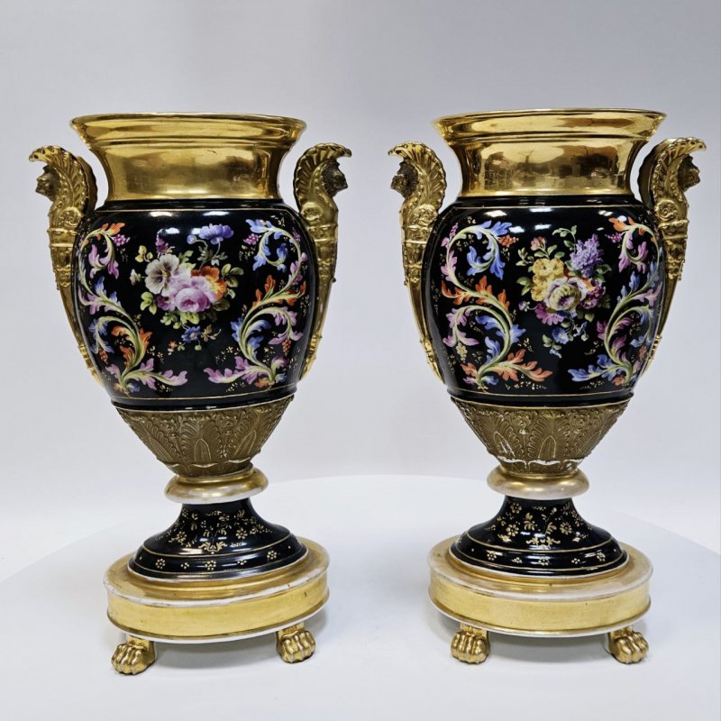 Парные вазы Франция стиль Ампир нач 19в
