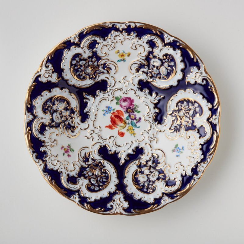 Блюдо Meissen бело-синее цветочная роспись