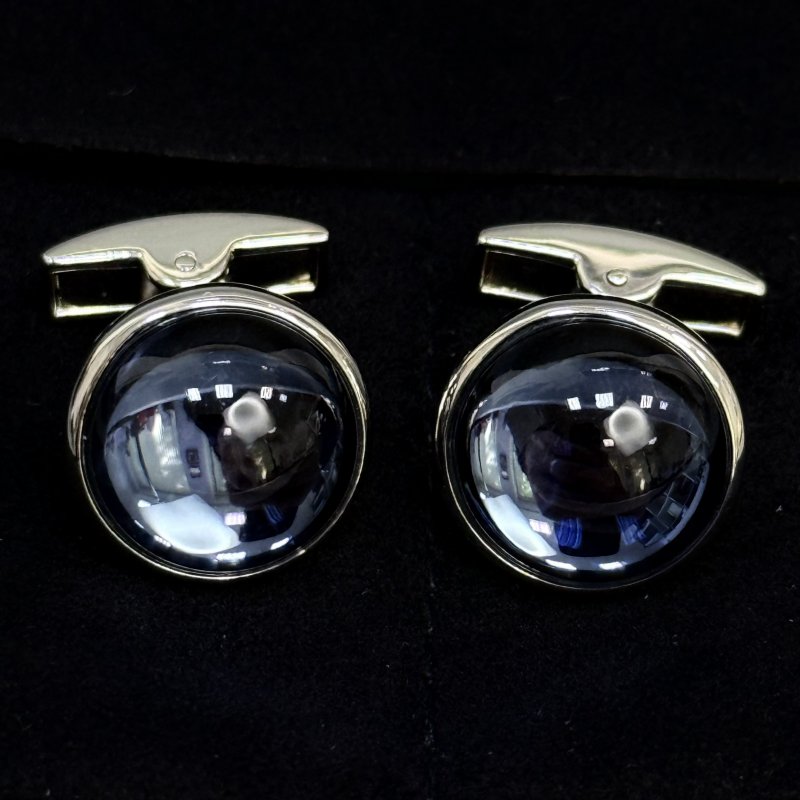 Запонки с палладиевой отделкой и голубым хрустальным кабошоном 2024-2025 г