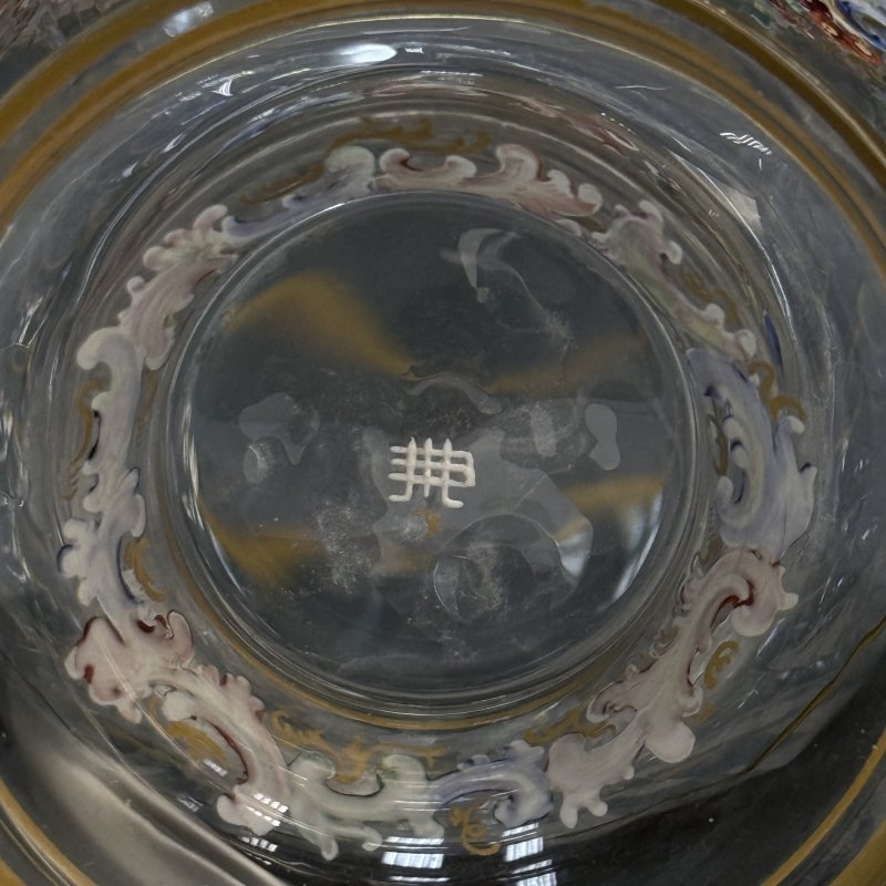 Графин стекло с росписью цветными эмалями Австрия 1900 г 