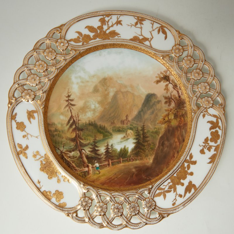 Тарелка с пейзажем Coalport 1875-1881 ENTRANCE TO THE SIMMENTHAL