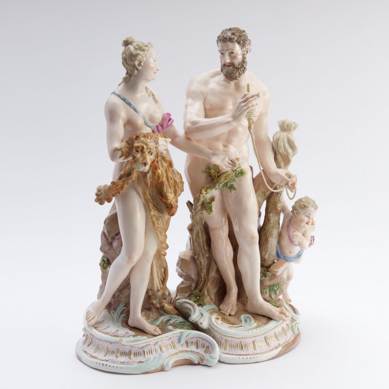 Шедевр! Антикварная скульптурная композиция Геракл и Омфала.