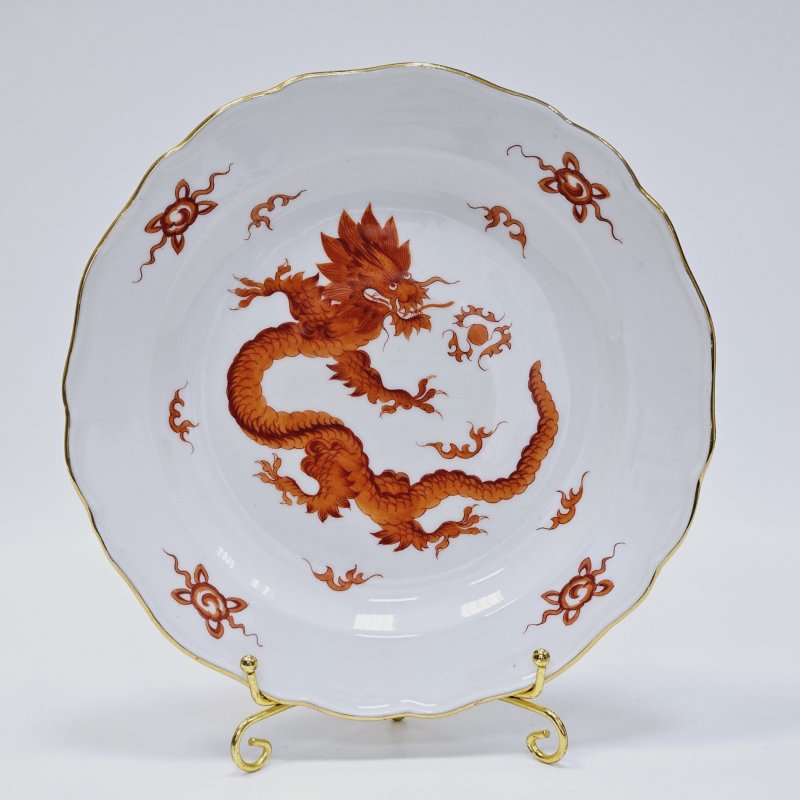 Meissen тарелка декор красный дракон 1950 гг