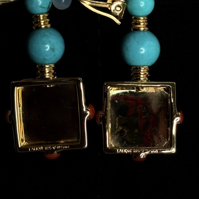 Серьги клипсы Lalique Arethuse техника золочения Gold Vermeil ручная работа Франция 2020-2025 г