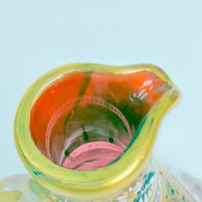 Старинный графин - круэт Moser из клюквенного стекла с эмалями 