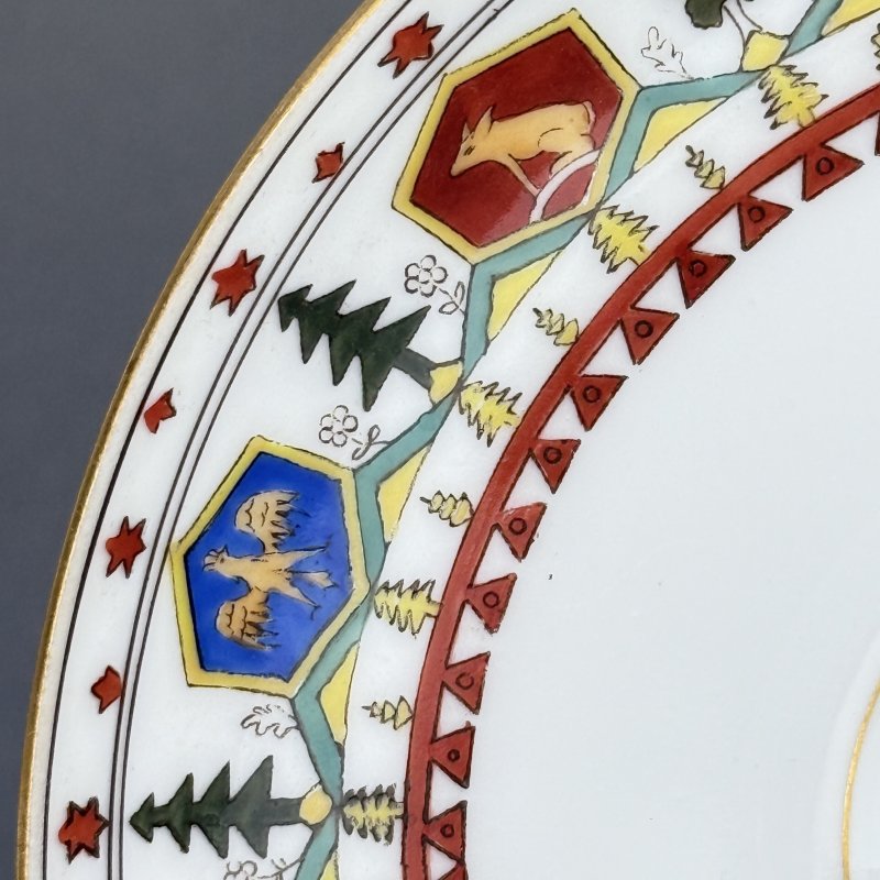 Редкая чашка с ручкой в форме медведя и блюдцем