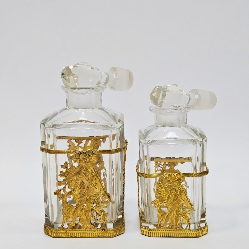 Набор парфюмерных флаконов Хрусталь Баккара латунь с золочением 19 век Франция