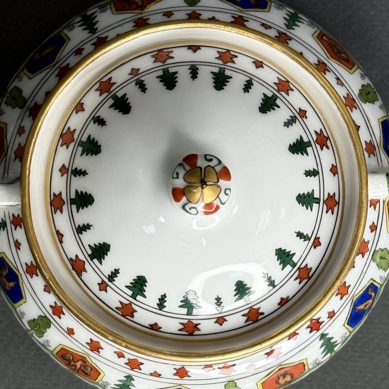 Сахарница с орнаментом в русском стиле фабрика Братьев Корниловых 1900 гг