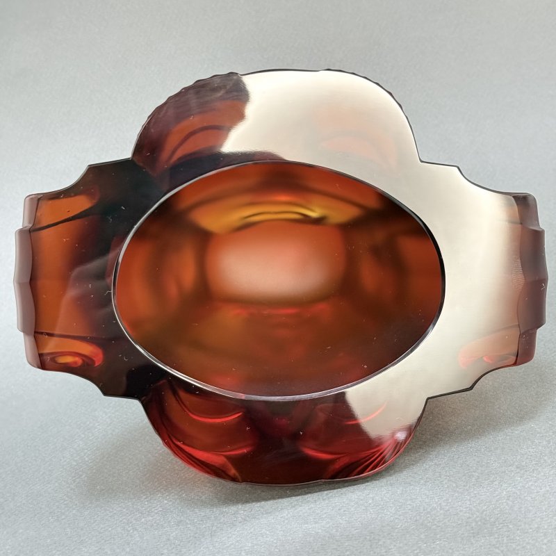 Ваза в стиле Артдеко из янтарного стекла дизайн 1930г. Г. Хоффманн Чехия 21 в