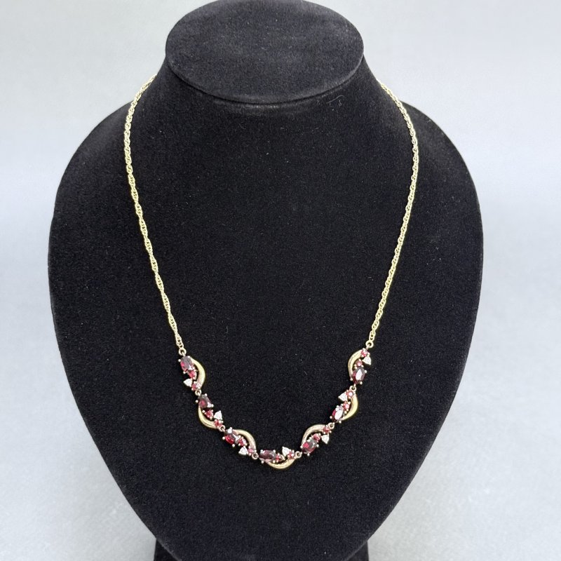 Колье серебро с гранатом и натуральными камнями Европа 1950 гг (д)