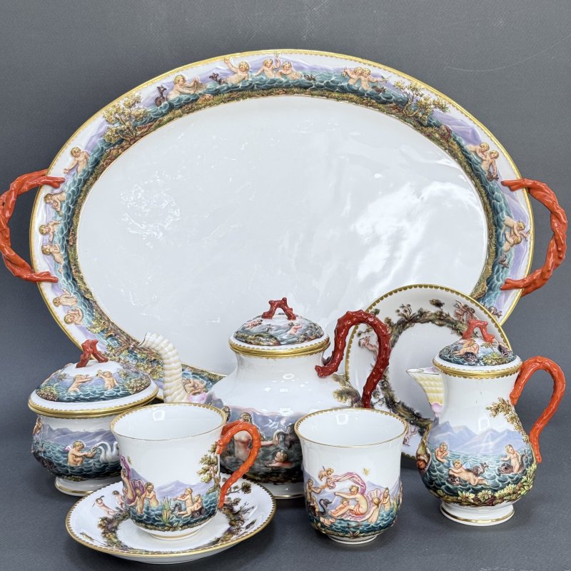 Сервиз тет-а-тет Майсен в стиле Capodimonte Германия 1865 (к)