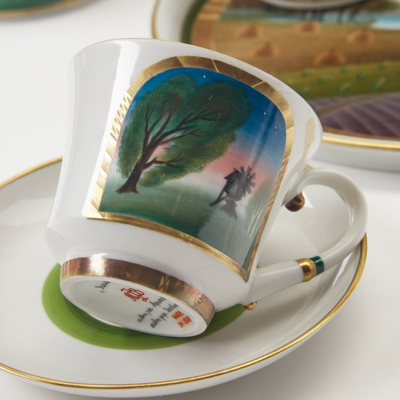 Чашка с блюдцем для чая из сервиза Земля 1980-1990 СССР (д)