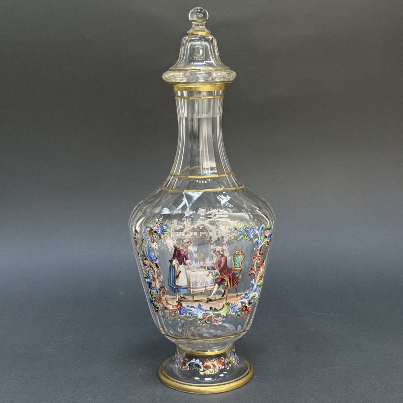 Графин стекло с росписью цветными эмалями Австрия 1900 г 