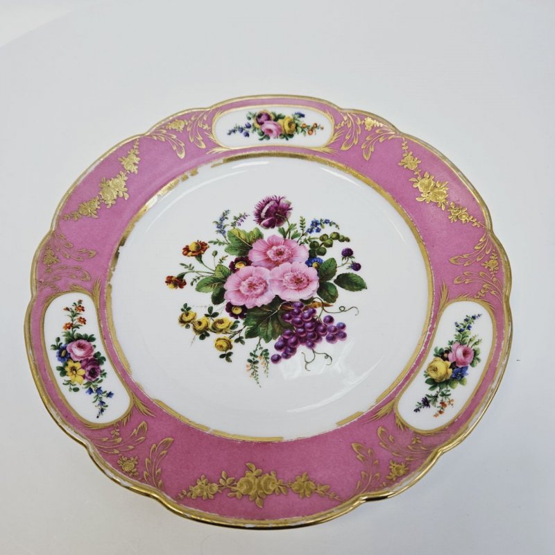 Тарелка в стиле Sevres Розовый борт