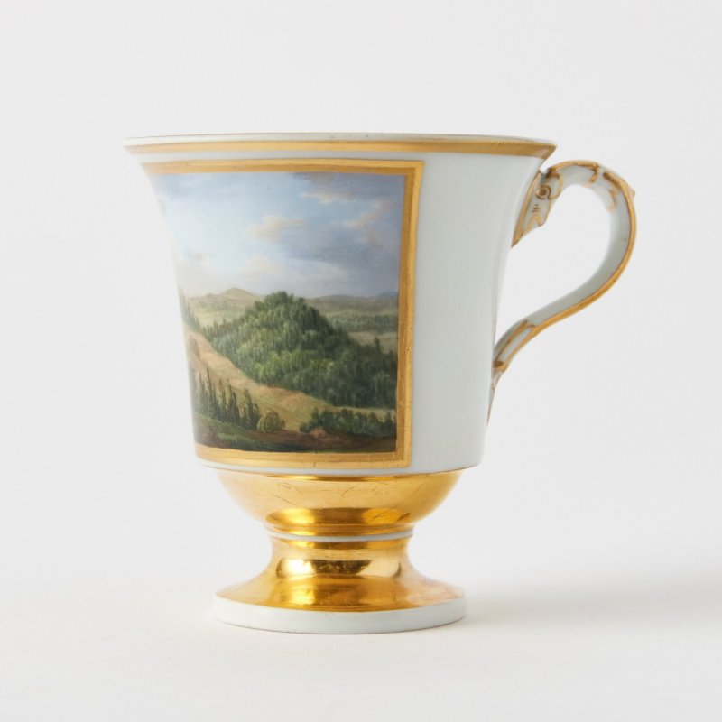 Meissen. Старинная коллекционная чашка с изображением замка Альбрехтсбург