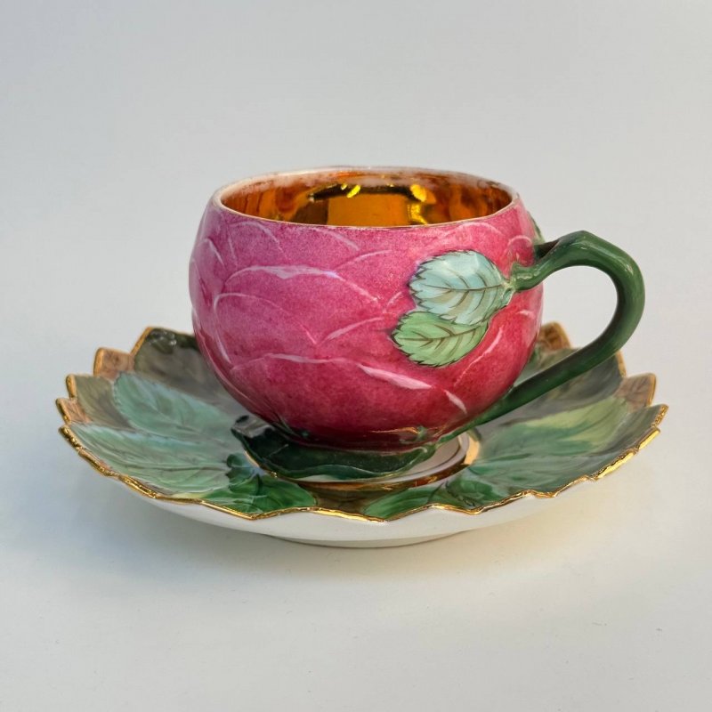 Очень редкая старинная коллекционная  чашка с блюдцем KPM 1800-10 гг