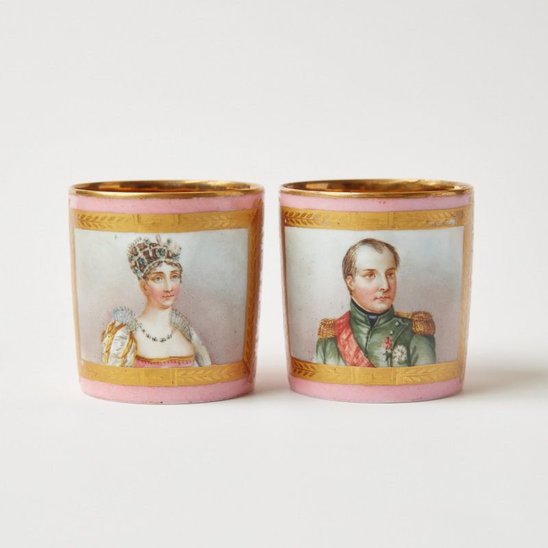 Дуэт из 2-х кофейных пар с изображением Наполеона и Жозефины в стиле Sevres.