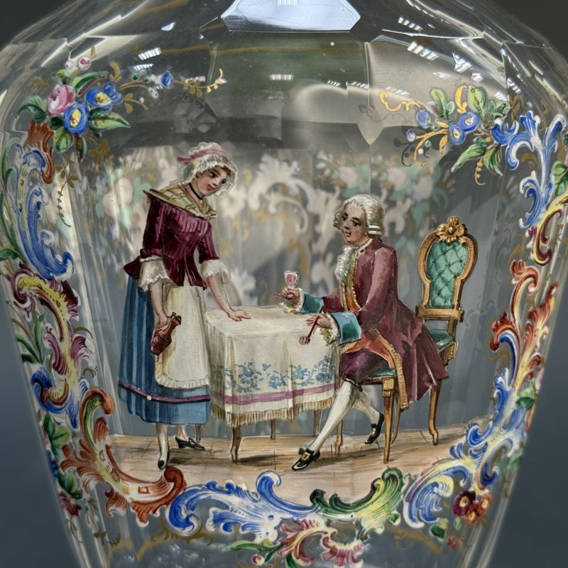 Графин стекло с росписью цветными эмалями Австрия 1900 г 