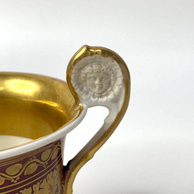Старинная чашка в стиле ампир с  топографическим сюжетом 