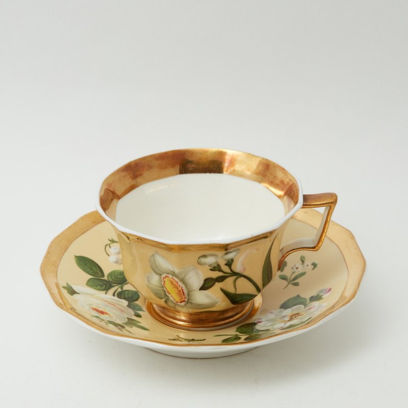 Чайная пара лимонное крытье Spode 1820-1870