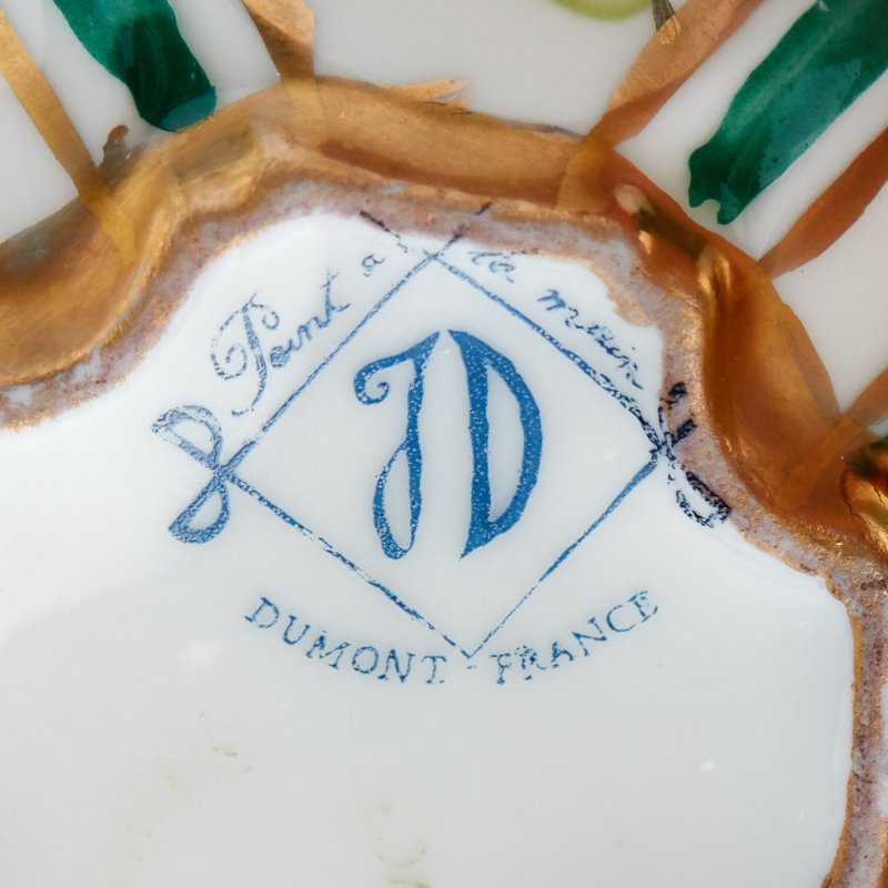 Limoges. Старинная фарфоровая чашка с блюдцем с ручной росписью