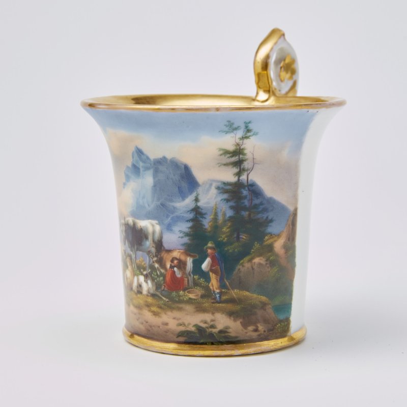 Германия Старинная чайная чашка с ручной росписью