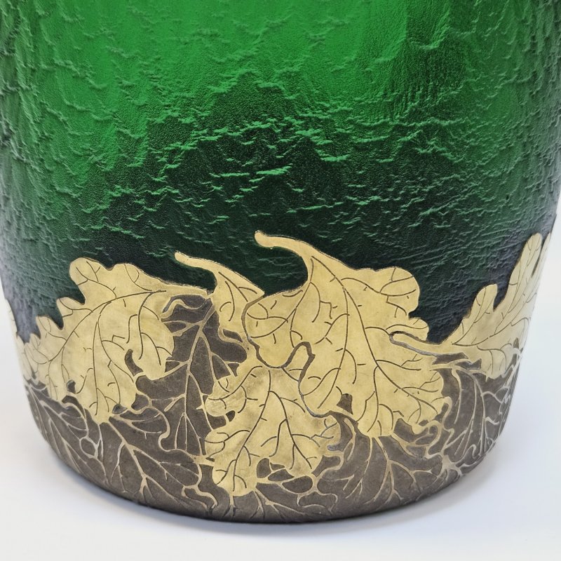 Большая ваза зеленое стекло Legras Франция 1890-е гг